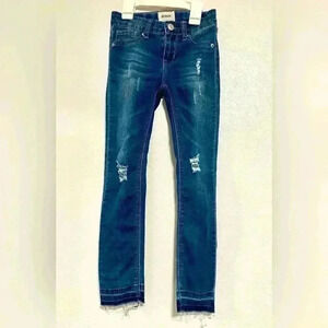 250. Hudson Skinny Jeans Distressed Ripped Girls Size 8 Dark Wash Straight